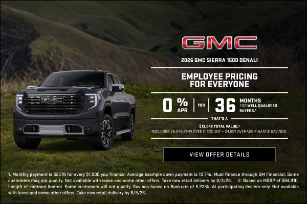 EMPLOYEE PRICING FOR EVERYONE

0% APR FOR 36 MONTHS for well-qualified buyers.1

That is a $13,04...