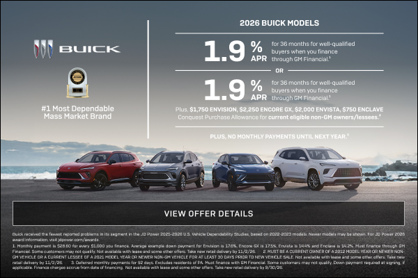 1.9% APR FOR 36 MONTHS
FOR WELL-QUALIFIED BUYERS when you finance through GM Financial.1

Or

1.9...