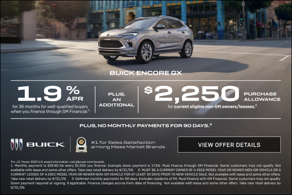 1.9% APR FOR 36 MONTHS 
FOR WELL-QUALIFIED BUYERS when you finance through GM Financial.1

Plus, ...